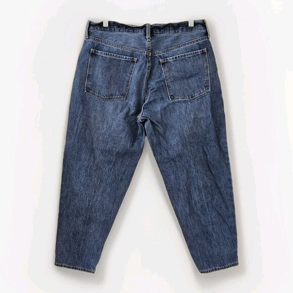 Old Navy Jean Women 12 Blue Slouchy Taper High Rise Cropped Cotton Cottage Denim - Picture 2 of 16